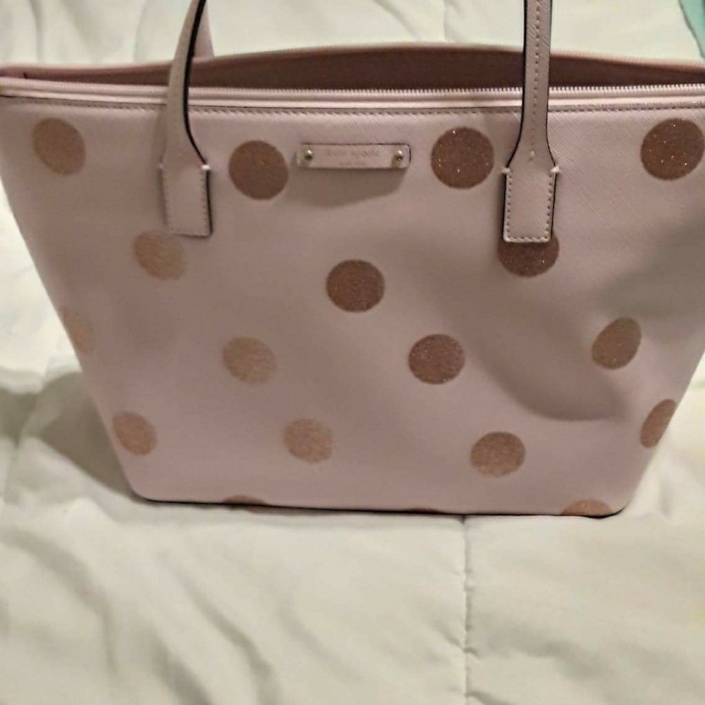 Light pink glitter polka dot Kate Spade purse